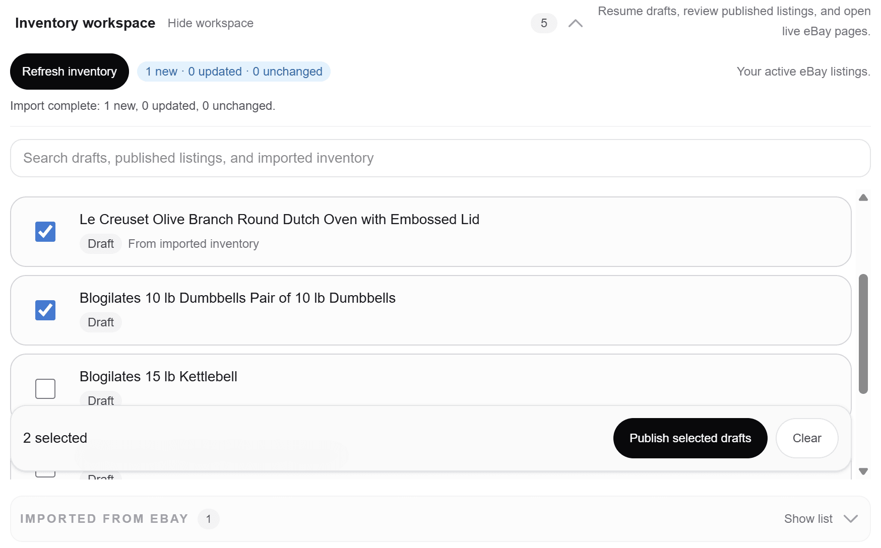Selecting multiple drafts to publish in bulk in Posta